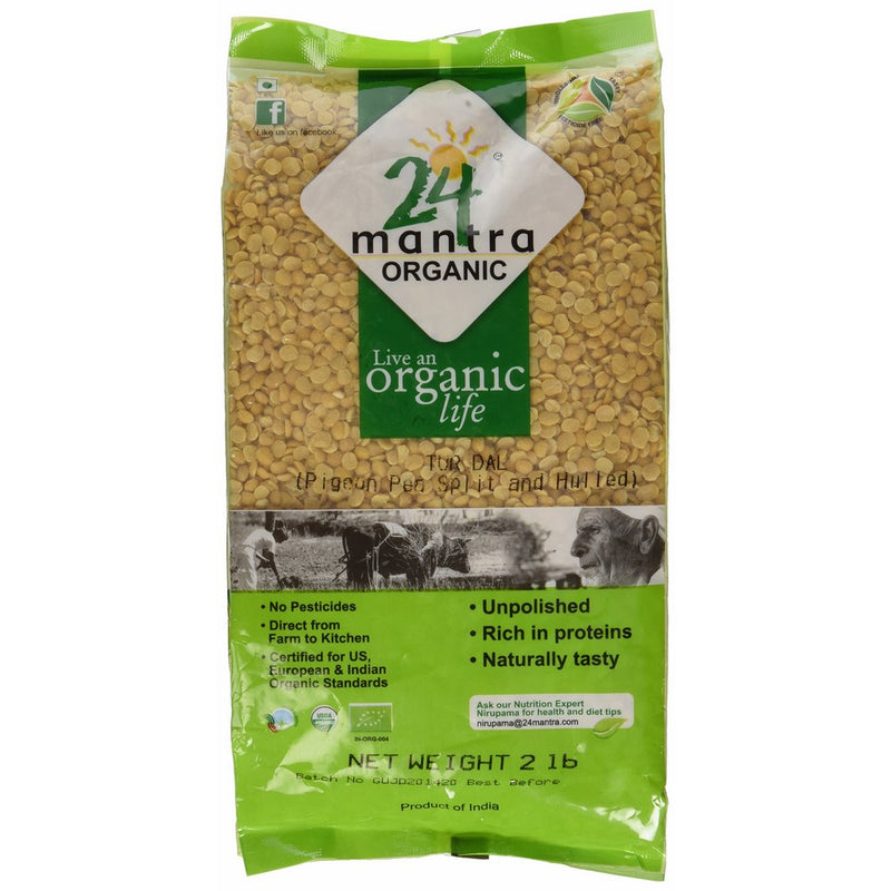 24 mantra Organic Split Pigeon Pea (Toor Dal) 2 lbs