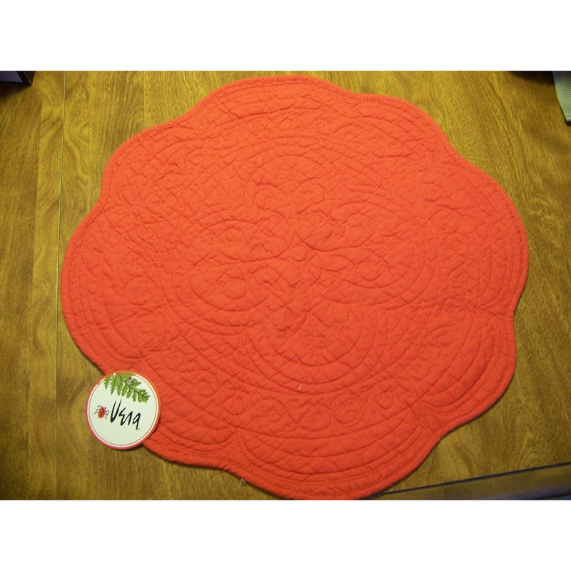 Vera Marbella Scalloped edge 17" diameter Red quilted placemat or tabletop decor