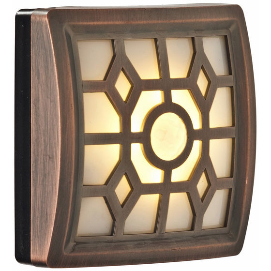 Light It! by Fulcrum 30300-307, 4 LED Wireless Soft-Glow Indoor/Outdoor Motion Sensor Light with Filigree Pattern, 3.5 Inch, Bronze