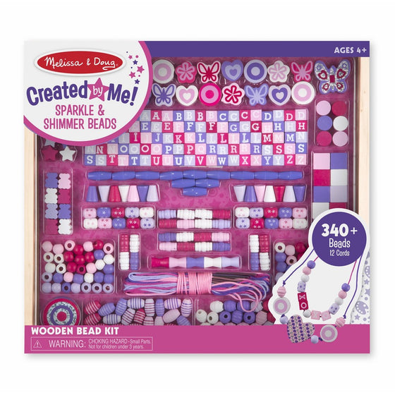Melissa & Doug Deluxe Collection Wooden Bead Set With 340 Beads for Jewelry-Making