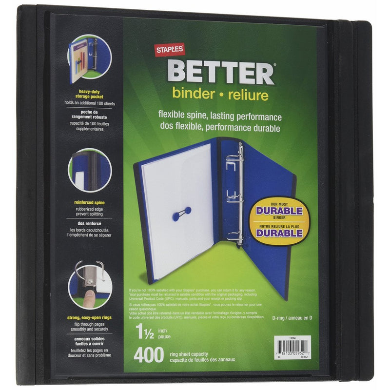 Staples Better Binder 1.5 inch BLACK