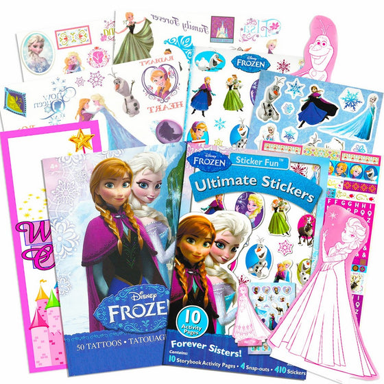 Disney Frozen Stickers and Tattoos Party Favor Pack (400 Stickers, 50 Temporary Tattoos, Door Hanger)