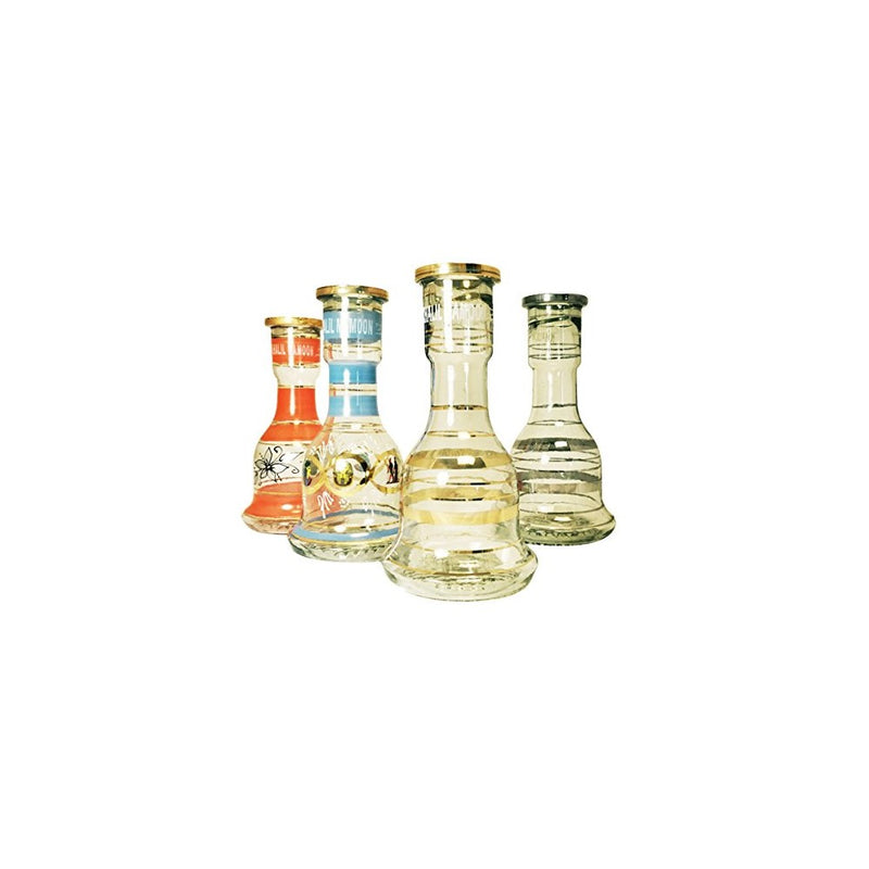 Khalil Mamoon Classic Striped Signature Glass Hookah Vase, Supplies for Hookahs, Bell Shape Base Accessory Parts for Narguile Pipes