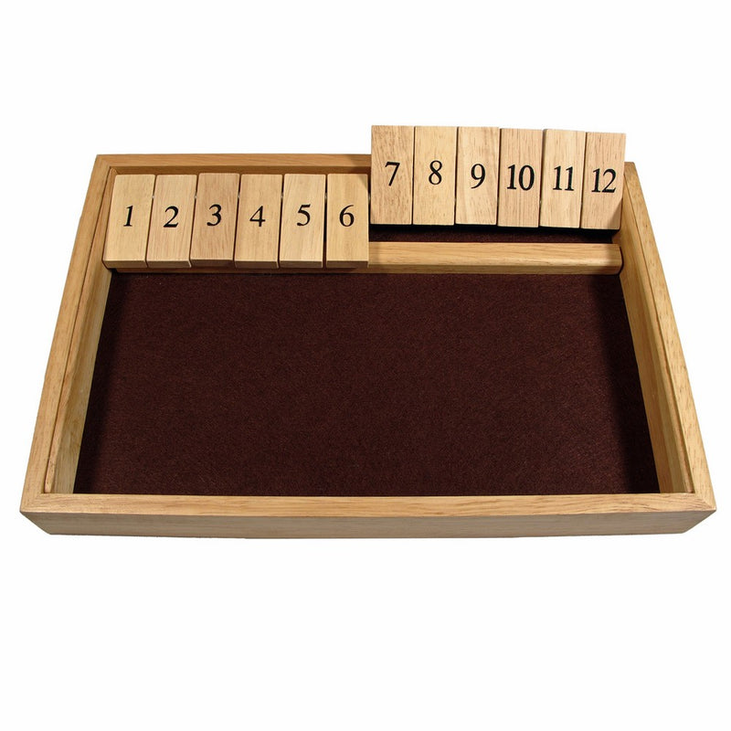 WE Games Deluxe Wood Shut the Box Game - 12 Numbers