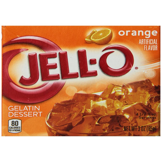 Jell-O Gelatin Dessert, Orange, 3-Ounce Boxes (Pack of 24)