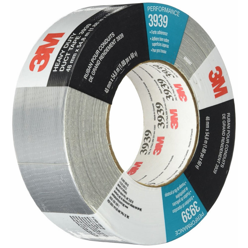 3M Duct Tape 3939 Silver, 48 mm by 54.8 m [PRICE is per ROLL]