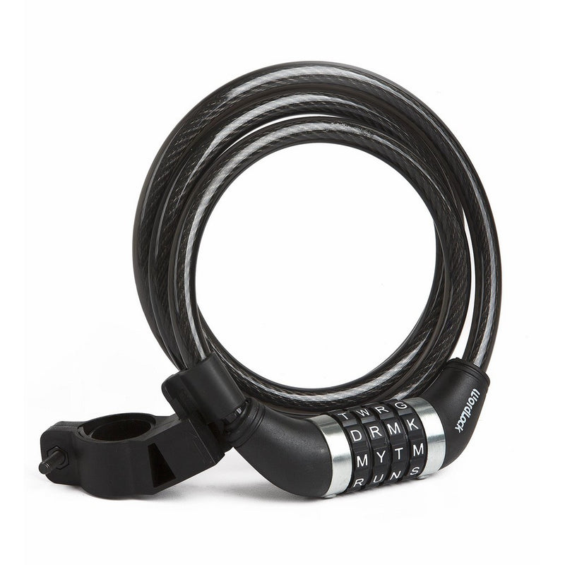 Wordlock Combination Bike Cable Lock – 4 Dial, 5 Foot, Black