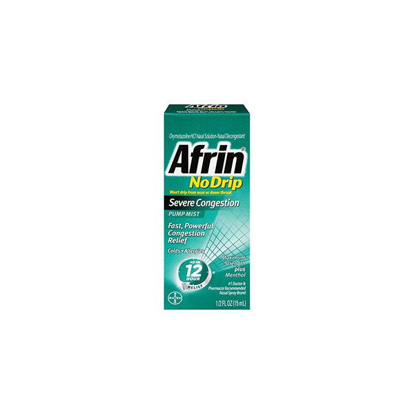 Afrin No Drip 12-Hour Pump Mist, Severe Congestion, 0.5-Ounce Pumps (Pack of 3)