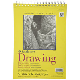 Strathmore 340-9 300 Series Drawing Pad, Medium Surface, 9"x12" Wire Bound, 50 Sheets