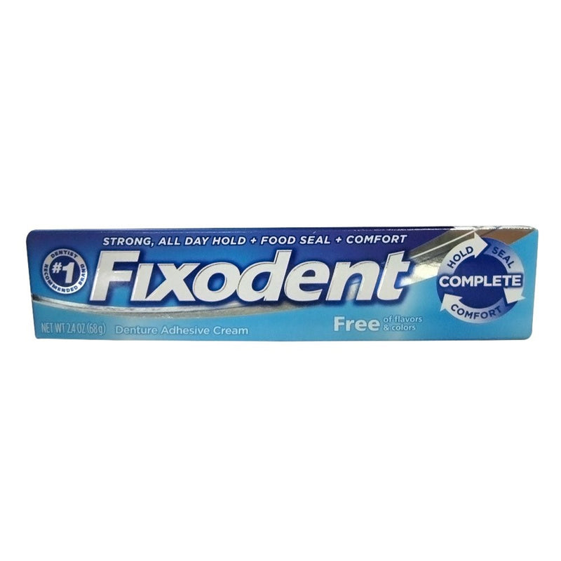 Fixodent Complete Free Denture Adhesive Cream 2.4 Oz (Pack of 6)