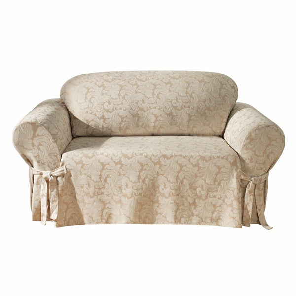 Sure Fit Scroll 1-Piece - Loveseat Slipcover - Champagne (SF24986)