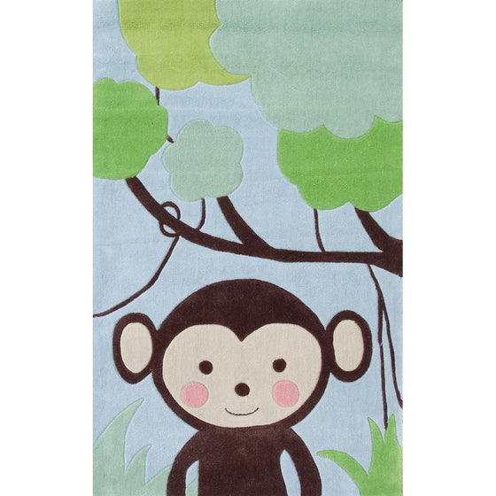 The Rug Market Kids Rugs Jungle Mania, Blue/Brwn/Grn, 2.8 x 4.8