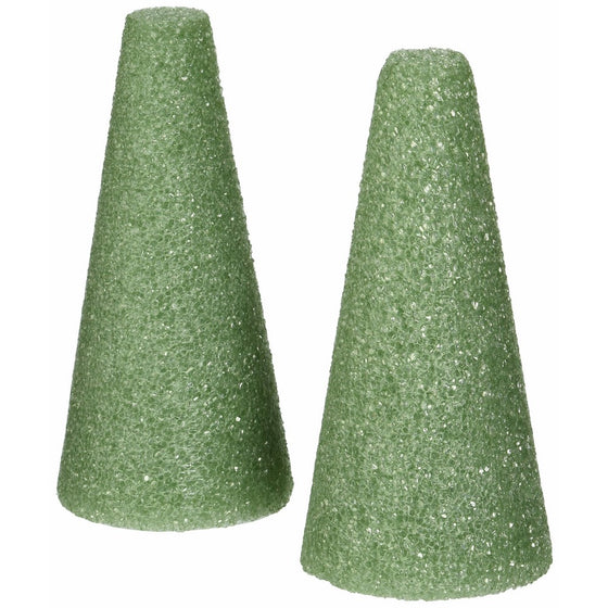 Floracraft C63GS Styrofoam Cones 6"X3" 2/Pkg-Green