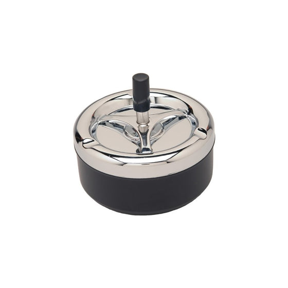 Round Push Down Ashtray with Spinning Tray Black -A32