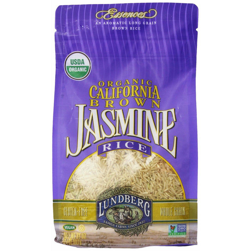 Lundberg Family Farms Organic Jasmine Rice, California Brown, 32 Ounce (Pack of 6)