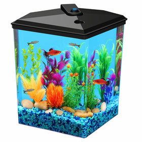 Koller Products AquaView 2.5-Gallon Fish Tank with LED Lighting and Power Filter
