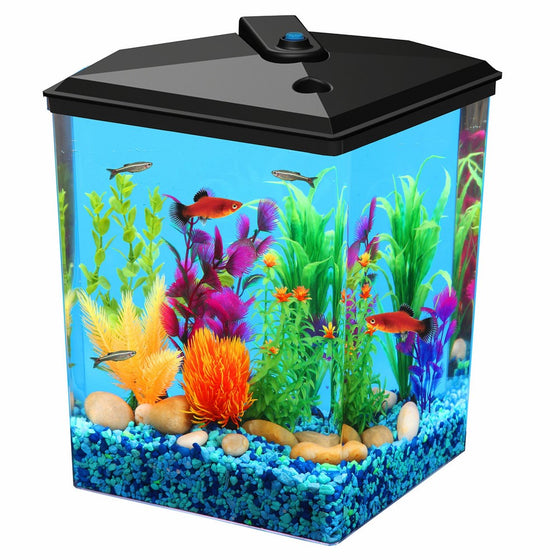 Koller Products AquaView 2.5-Gallon Fish Tank with LED Lighting and Power Filter