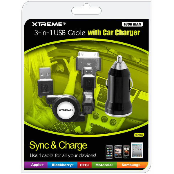 Xtreme 88212 Durable USB Car Charger - Retail Packaging - Black