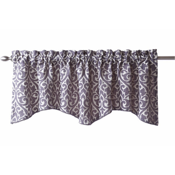 Stylemaster Twill and Birch Bryce Chenille Scalloped Valance with Cording, 55 by 17-Inch, Pewter