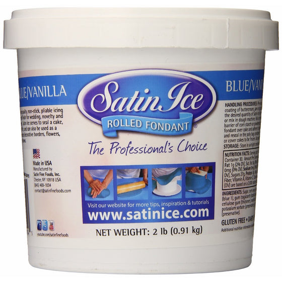 Decopac Satin Ice Blue Fondant Pail, Vanilla, 2 Pound