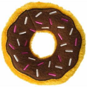 ZippyPaws Original Donutz No Stuffing Squeaky Plush Dog Toy - Chocolate