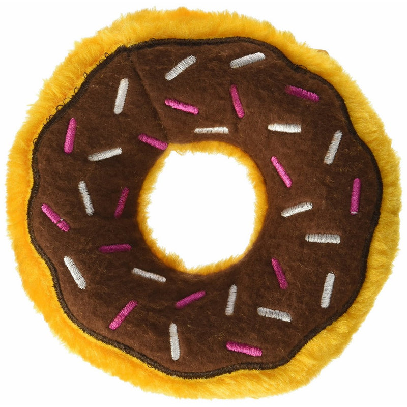 ZippyPaws Original Donutz No Stuffing Squeaky Plush Dog Toy - Chocolate