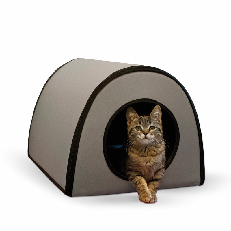 K&H Pet Products Mod Thermo-Kitty Heated Shelter Gray 21" x 14" x 13" 25W Great for Outdoor Cats
