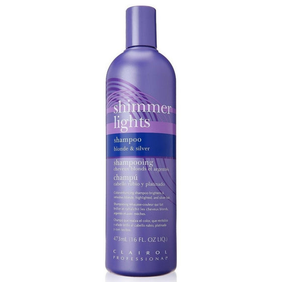 Clairol Professional Shimmer Lights Shampoo Blonde & Silver 16 oz (Pack of 2)