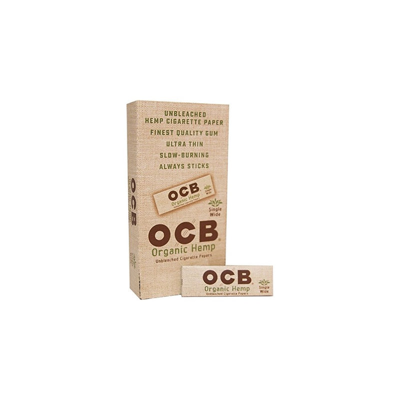 OCB Organic Hemp Rolling Papers Single Wide Size - Full Box (24 Books)