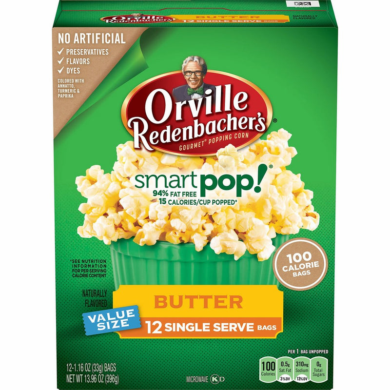Orville Redenbacher's SmartPop! Butter Popcorn, Single Serve Bag, 12-Count