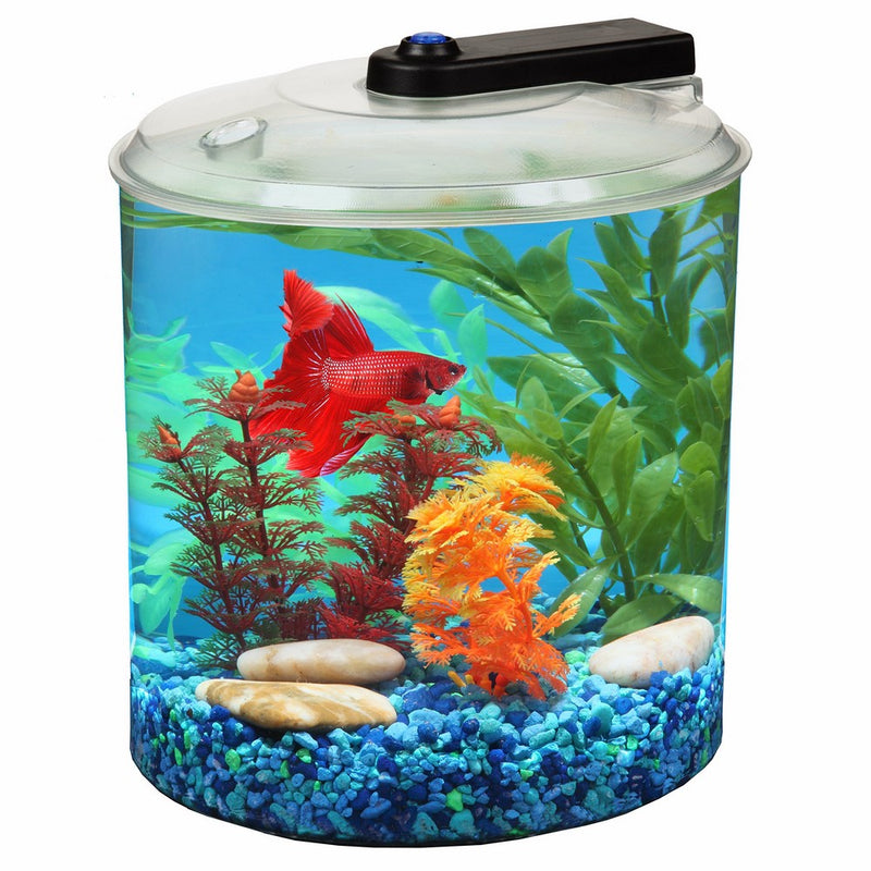 Koller Products AquaScene 1.5 Gallon 360 Fish Tank with LED Lighting