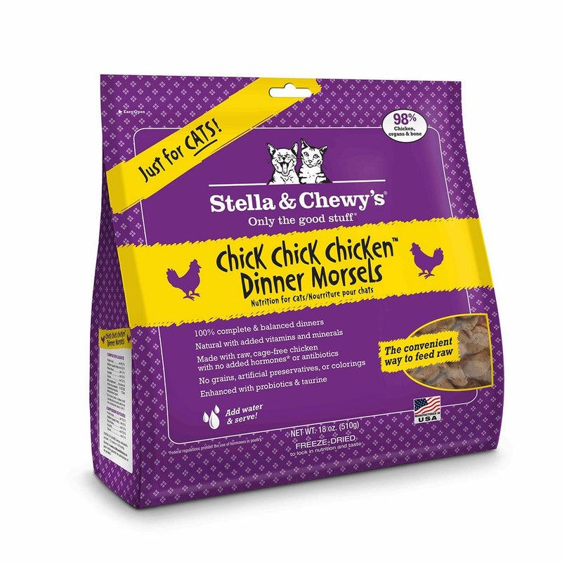 Stella & Chewy's Freeze-Dried Raw Chick, Chicken Dinner Morsels Grain-Free Cat Food, 18 oz