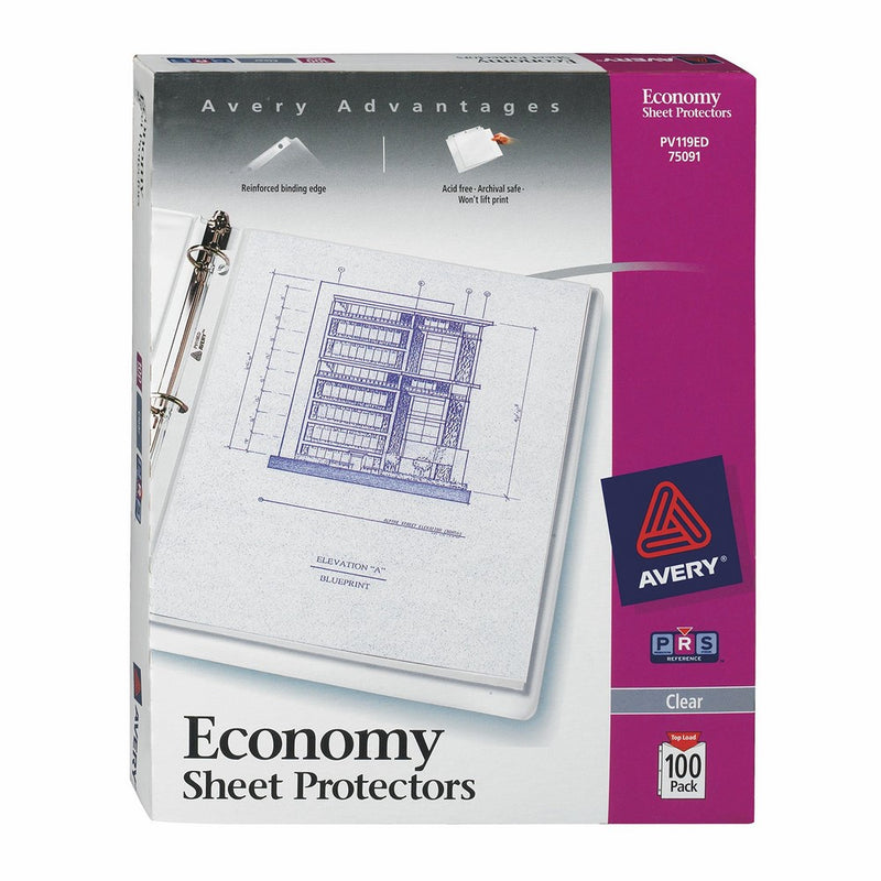 Avery Economy Clear Sheet Protectors, 8.5" x 11", Acid-Free, Archival Safe, Top Loading, 100ct (75091)