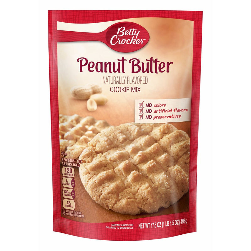 Betty Crocker Baking Mix, Peanut Butter Cookie Mix, 17.5 oz Pouch (Pack of 12)