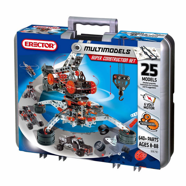 Meccano Erector by Super Construction Set, 25 Motorized Model Building Set, 638 Pieces, For Ages 10 and up, STEM Education Toy