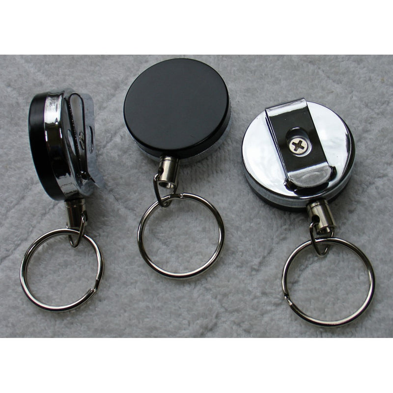 Heavy Duty (100% Solid Metal FRONT & BACK) Retractable Reel Key-ID-Badge-Belt Clip & Chain Pull SOLD INDIVIDUALLY
