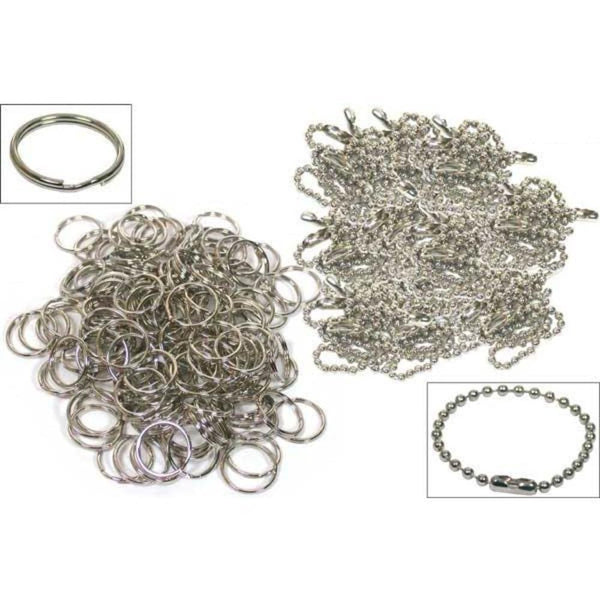 200 Split Rings Ball Chains Keychain Nickel Plated