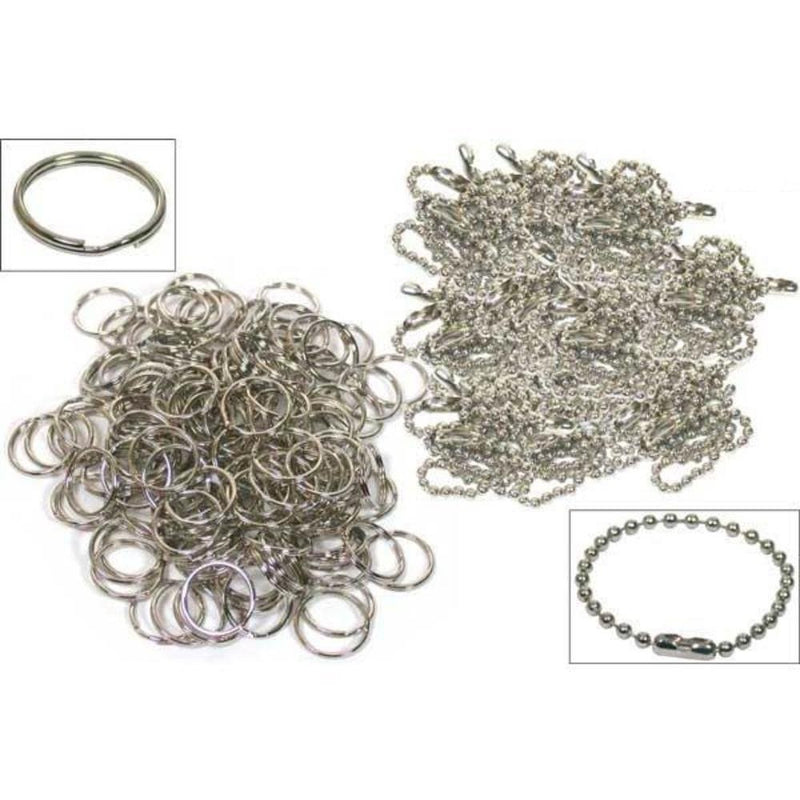 200 Split Rings Ball Chains Keychain Nickel Plated