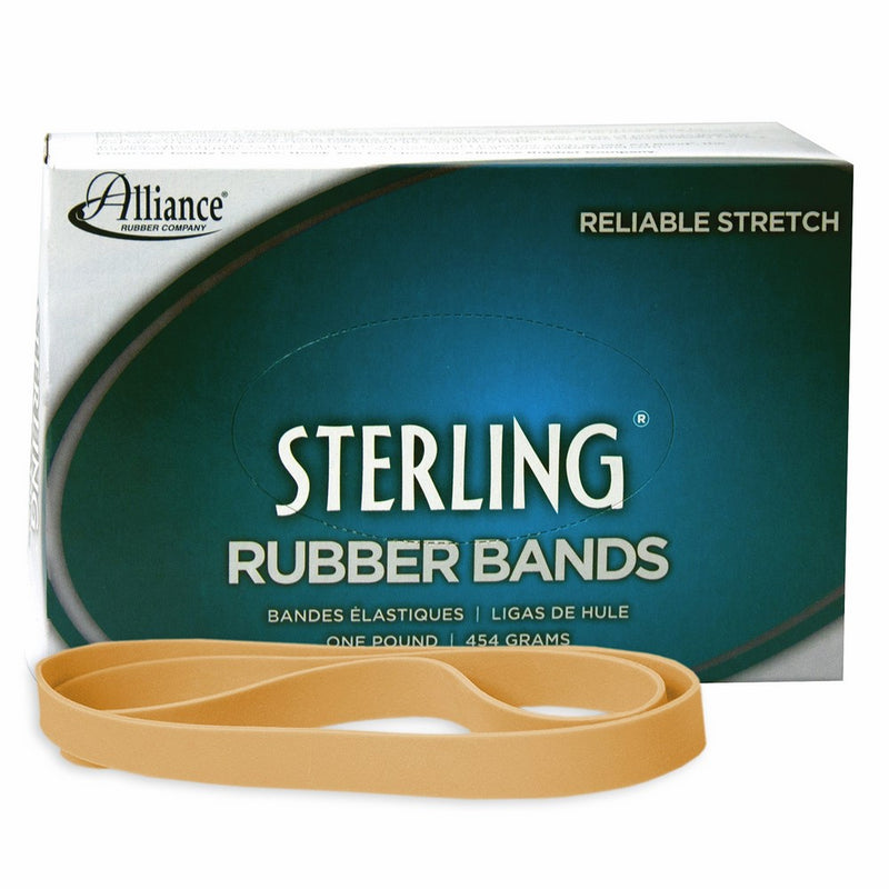 Alliance Rubber 25075 Sterling Rubber Bands Size #107, 1 lb Box Contains Approx. 50 Bands (7" x 5/8", Natural Crepe)