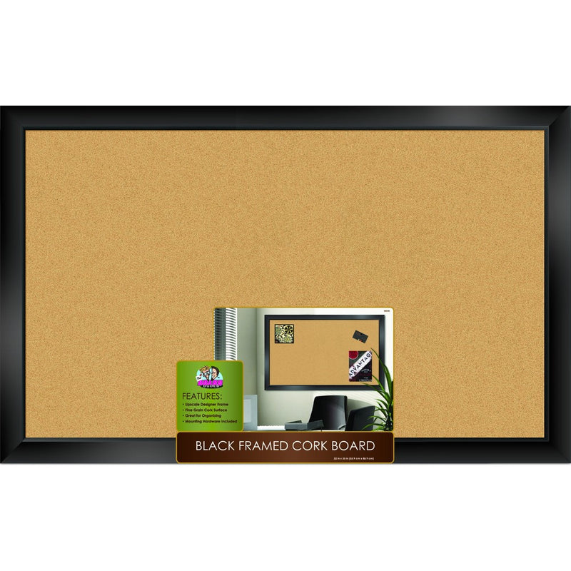 The Board Dudes Black Framed Cork Board 35" X 22"