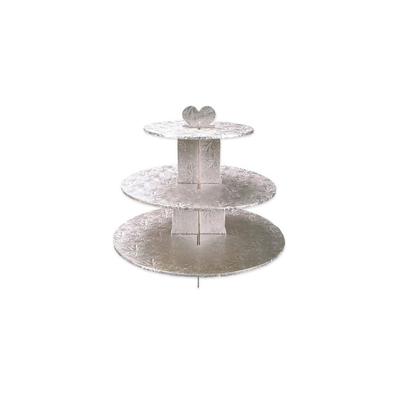 Enjay Cupcake Stand, 8.5 by 12.5 by 14.5-Inch, Silver