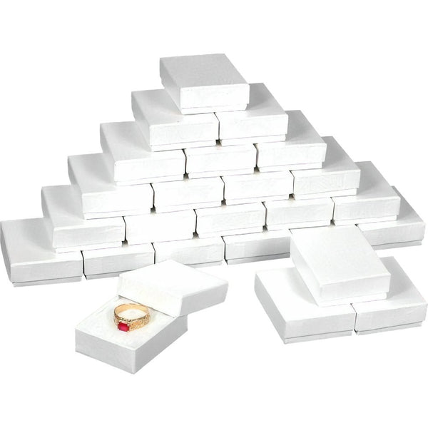 25 White Swirl Cotton Charm Jewelry Boxes Gift Display 2 1/8" x 1 5/8" x 3/4"