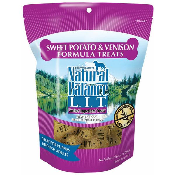 Natural Balance L.I.T. Limited Ingredient Dog Treats, Grain Free, Sweet Potato & Venison Formula, 14-Ounce