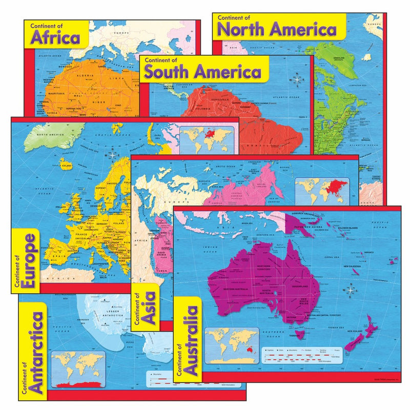 TREND enterprises, Inc. Continents Learning Charts Combo Pack, set of 7