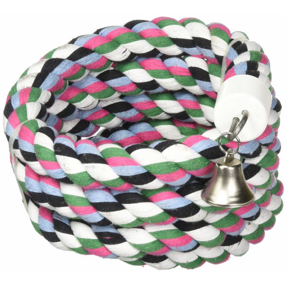 A&E CAGE COMPANY 001348 Happy beaks Cotton Rope Boing with Bell Bird Toy Multi-Colored, 1.25X97 in