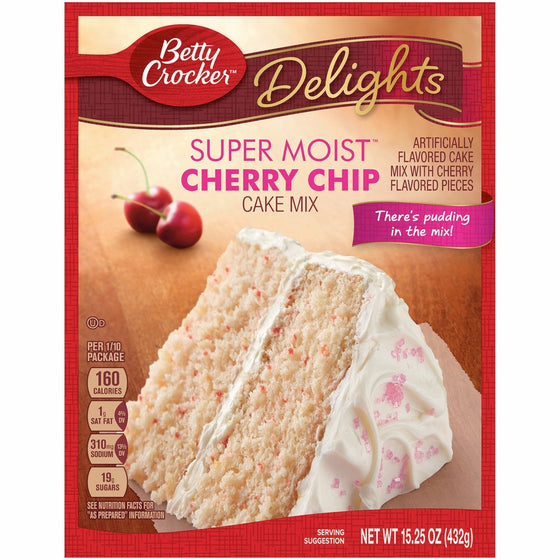 Betty Crocker Super Moist Cake Mix Cherry Chip 15.25 oz Box (pack of 6)