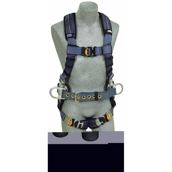 3M DBI-SALA ExoFit XP 1110152 Construction Harness, Back D-Ring, Sewn In Back Pad and Belt w/Side D-Rings, Quick-Connect Buckles, Large, Blue/Gray