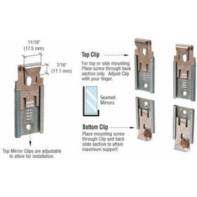 CRL Nickel Plated Adjustable Mirraco Mirror Clip Set for 3/8" Seamed Mirror by CR Laurence