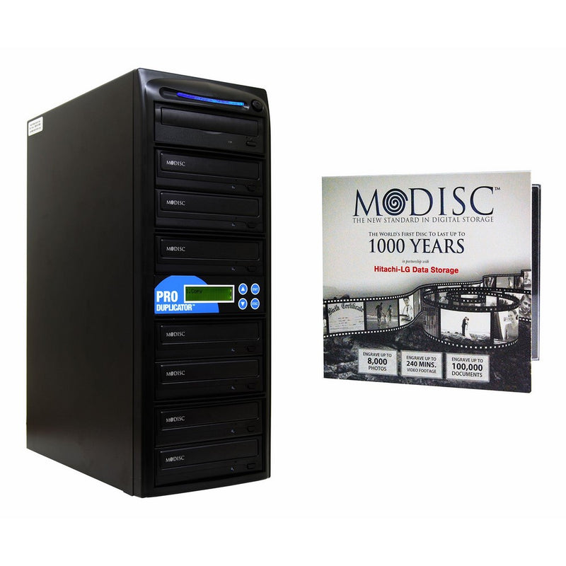 Produplicator 1 to 7 M-Disc Support CD DVD Duplicator Bundle with 1 Pack M-DISC DVD (Up to 24X DVD Burn Speed, Standalone Duplication Tower)