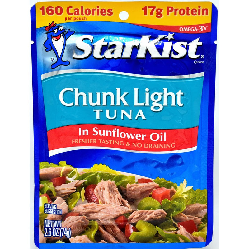 Starkist Chunk Light Tuna In Sunflower Oil, 2.6-Ounce Pouch (Pack of 20)